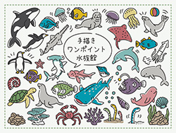 手描きワンポイント-水族館-A-2