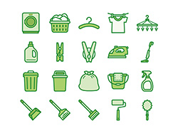 掃除・洗濯】線画アイコン（緑）