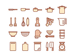 【調理器具】線画アイコン（茶）