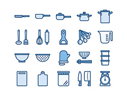 【調理器具】線画アイコン（青）