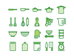 【調理器具】線画アイコン（緑）