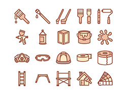 【ペンキ塗装】線画アイコン（茶）