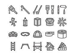 【ペンキ塗装】線画アイコン（白黒）