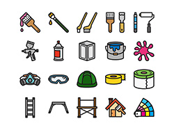 【ペンキ塗装】線画アイコン（カラー）