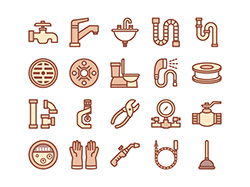 【水道メンテ】線画アイコン（茶）