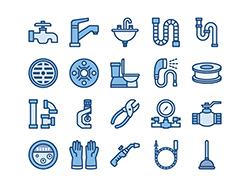 【水道メンテ】線画アイコン（青）