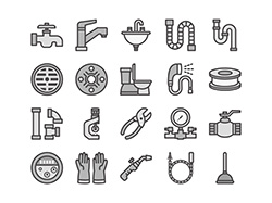 【水道メンテ】線画アイコン（白黒）