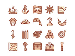 【海賊・冒険】線画アイコン（茶）