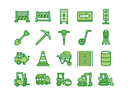 【工事・建設】線画アイコン（緑）