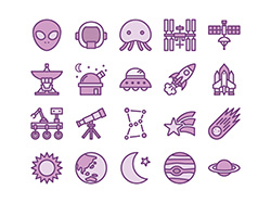 【科学・宇宙】線画アイコン(紫)