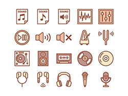 【音楽・配信】線画アイコン(茶)