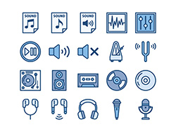 【音楽・配信】線画アイコン(青)