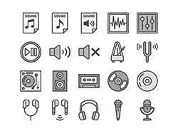 【音楽・配信】線画アイコン(白黒)