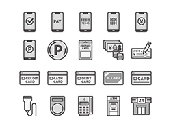 【お支払い】線画アイコン(白黒)