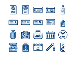 【旅行・観光】線画アイコン(青)