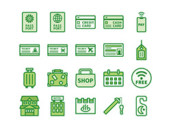 【旅行・観光】線画アイコン(緑)