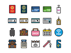 【旅行・観光】線画アイコン(カラー)