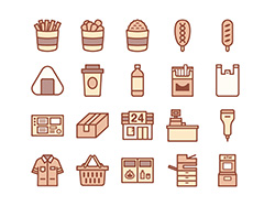【コンビニ】線画アイコン(茶)