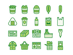 【コンビニ】線画アイコン(緑)