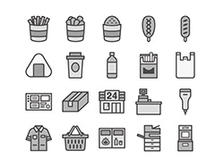 【コンビニ】線画アイコン(白黒)