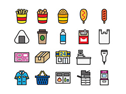 【コンビニ】線画アイコン(カラー)