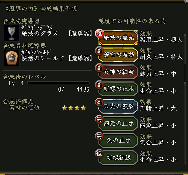 絶技のグラス×快活のシールド